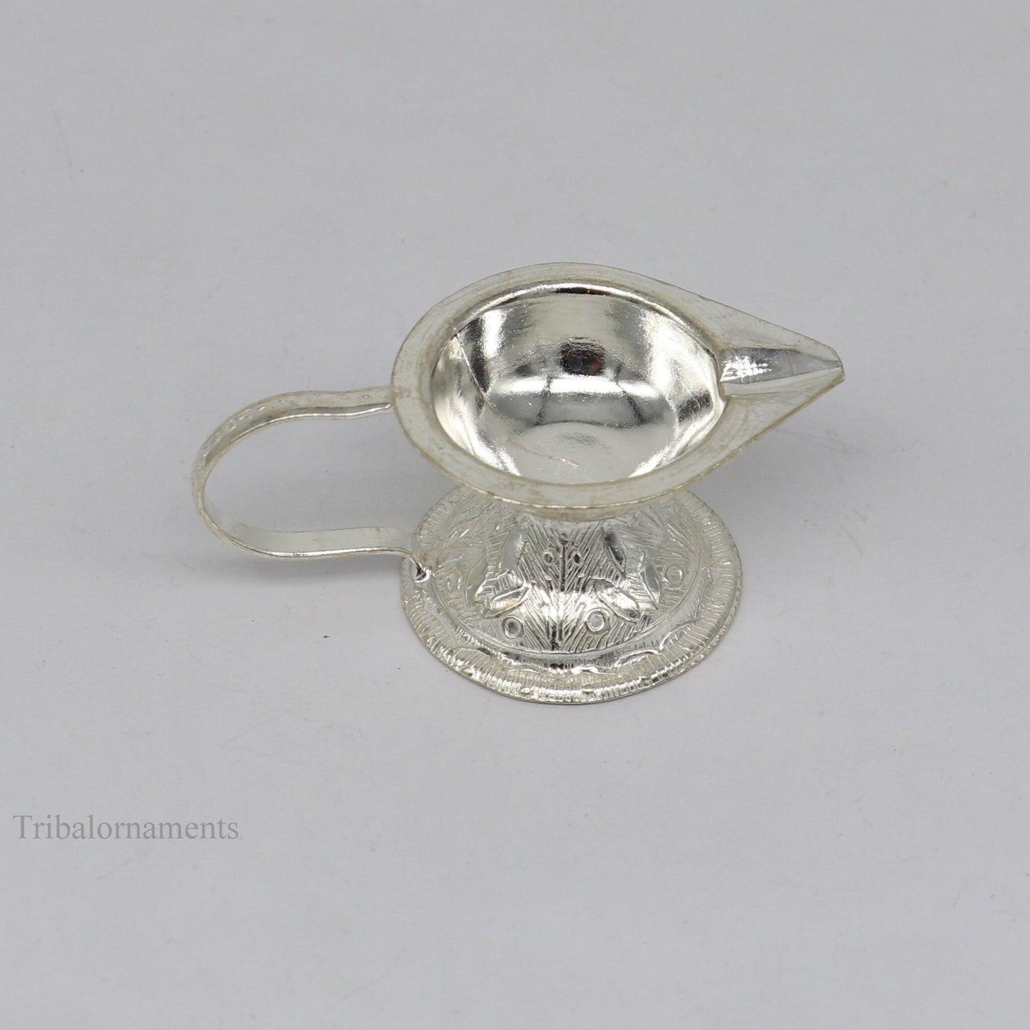 Vintage design Solid silver handmade kappor dani , silver temple utensils, silver diya, deepak, silver single joth kapoor Aarti art su412 - TRIBAL ORNAMENTS