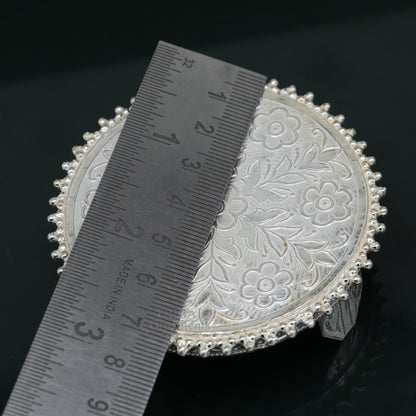 Vintage design Sterling silver handmade customize small oval shape table/bazot/chouki, excellent home puja utensils temple art su427 - TRIBAL ORNAMENTS