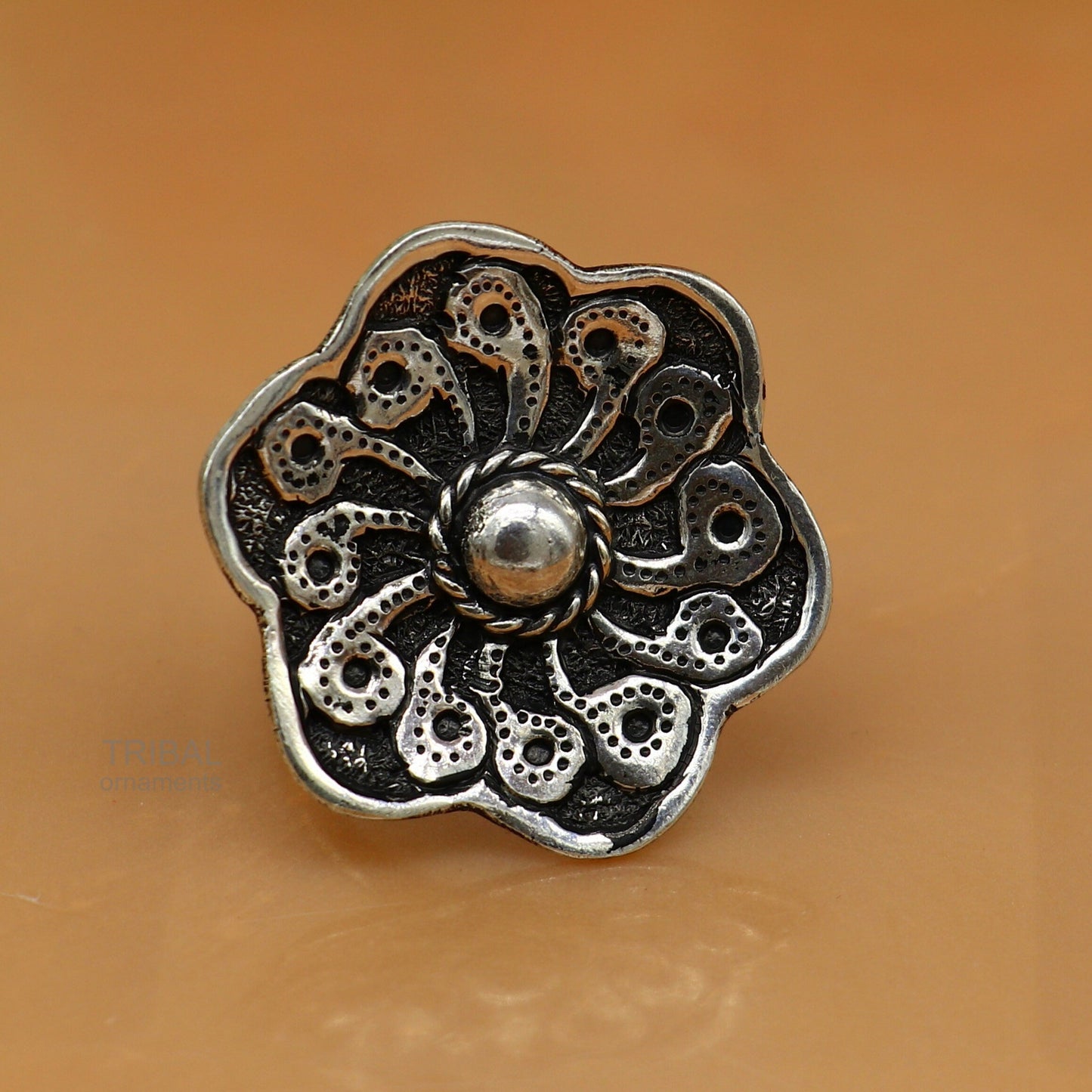 Vintage design wedding style 925 sterling silver chitai work adjustable ring band, best brides gifting tribal ethnic jewelry sr305 - TRIBAL ORNAMENTS