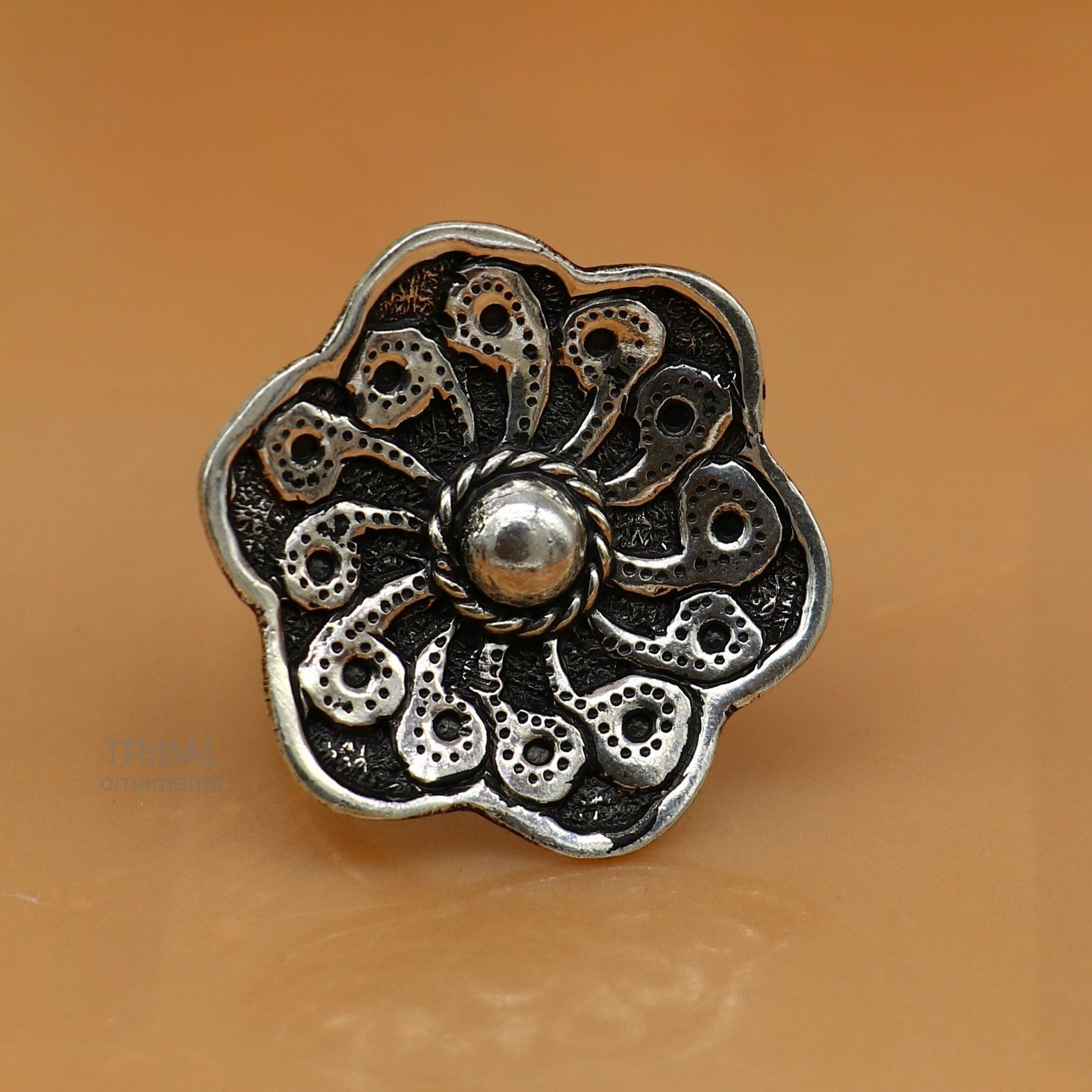 Vintage design wedding style 925 sterling silver chitai work adjustable ring band, best brides gifting tribal ethnic jewelry sr305 - TRIBAL ORNAMENTS