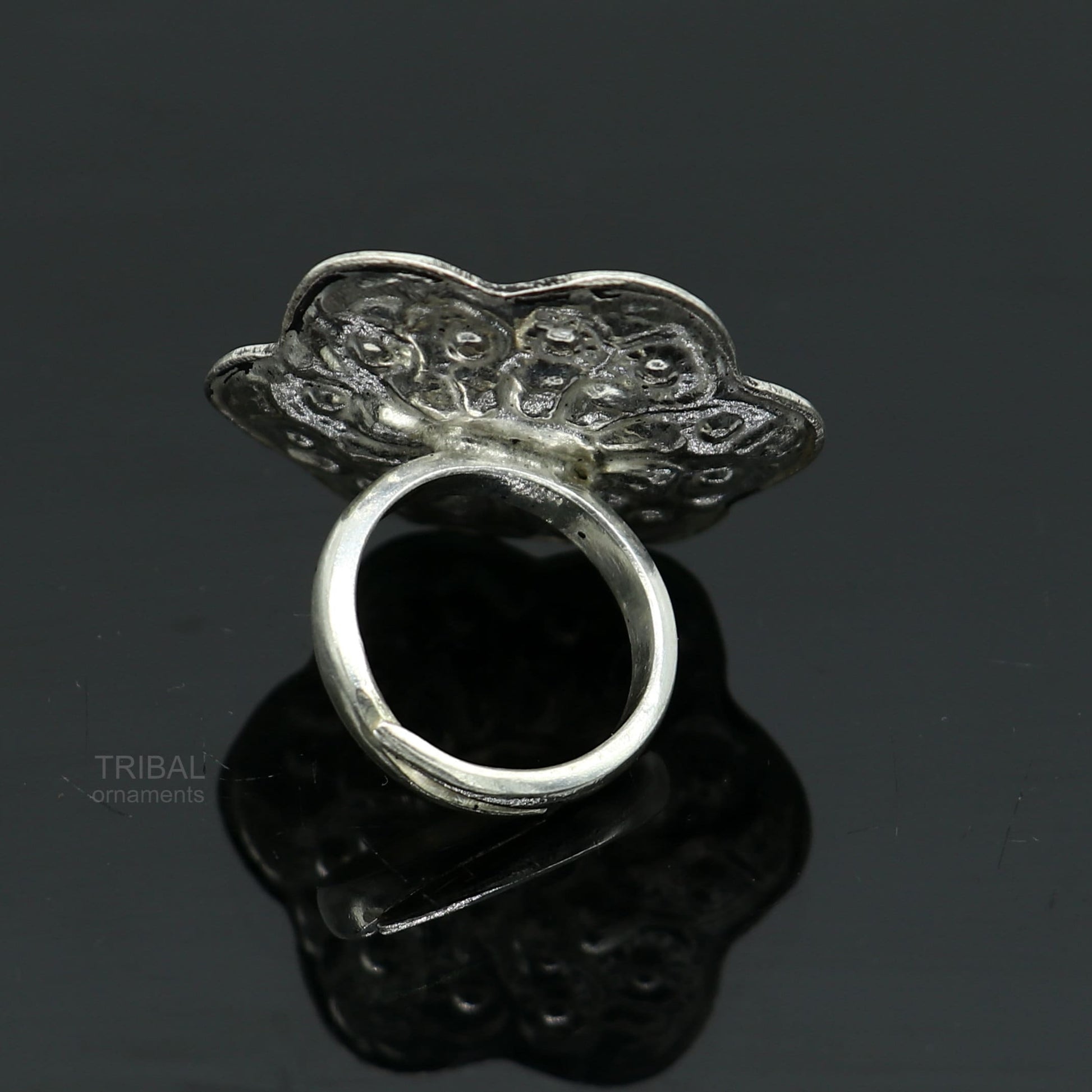 Vintage design wedding style 925 sterling silver chitai work adjustable ring band, best brides gifting tribal ethnic jewelry sr305 - TRIBAL ORNAMENTS