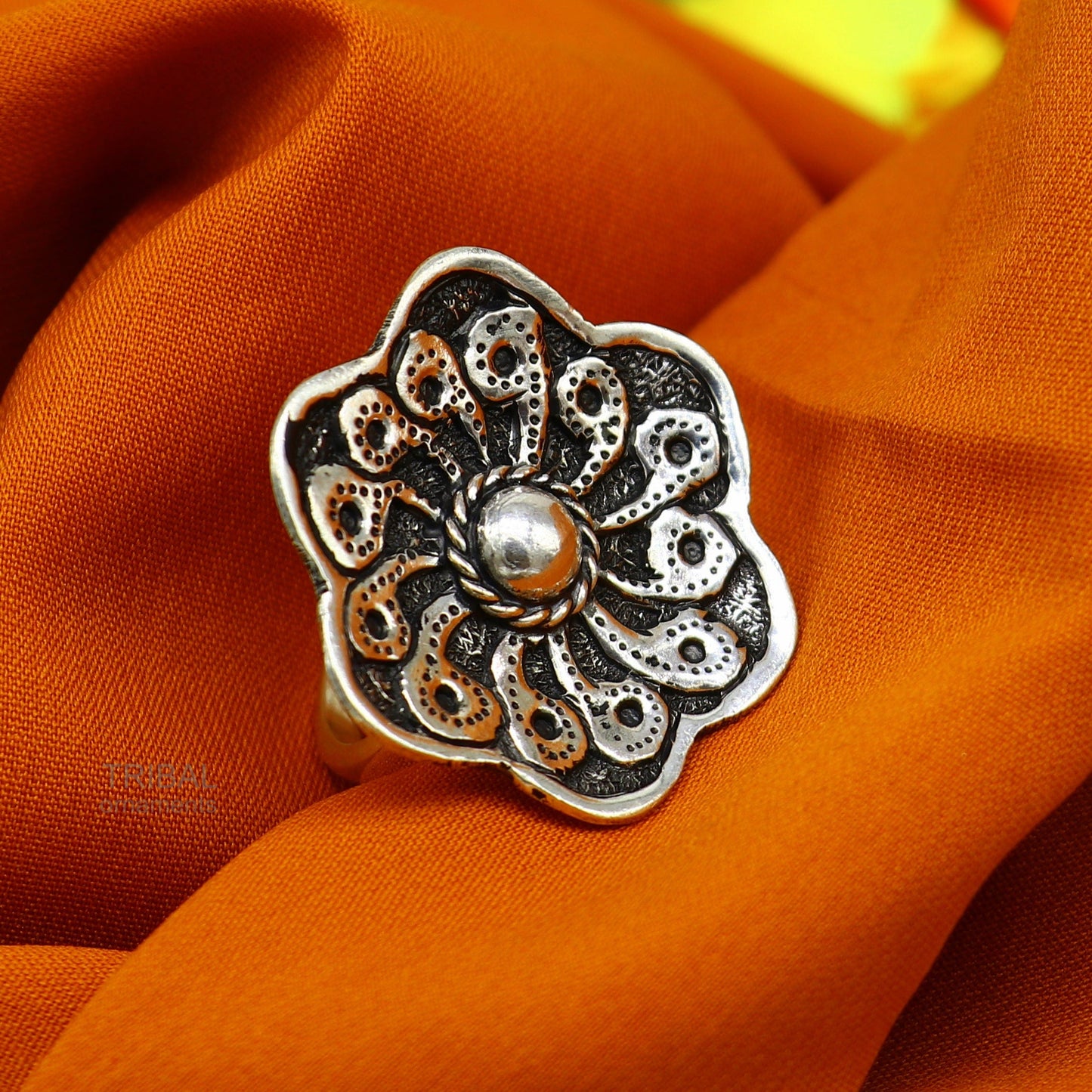 Vintage design wedding style 925 sterling silver chitai work adjustable ring band, best brides gifting tribal ethnic jewelry sr305 - TRIBAL ORNAMENTS