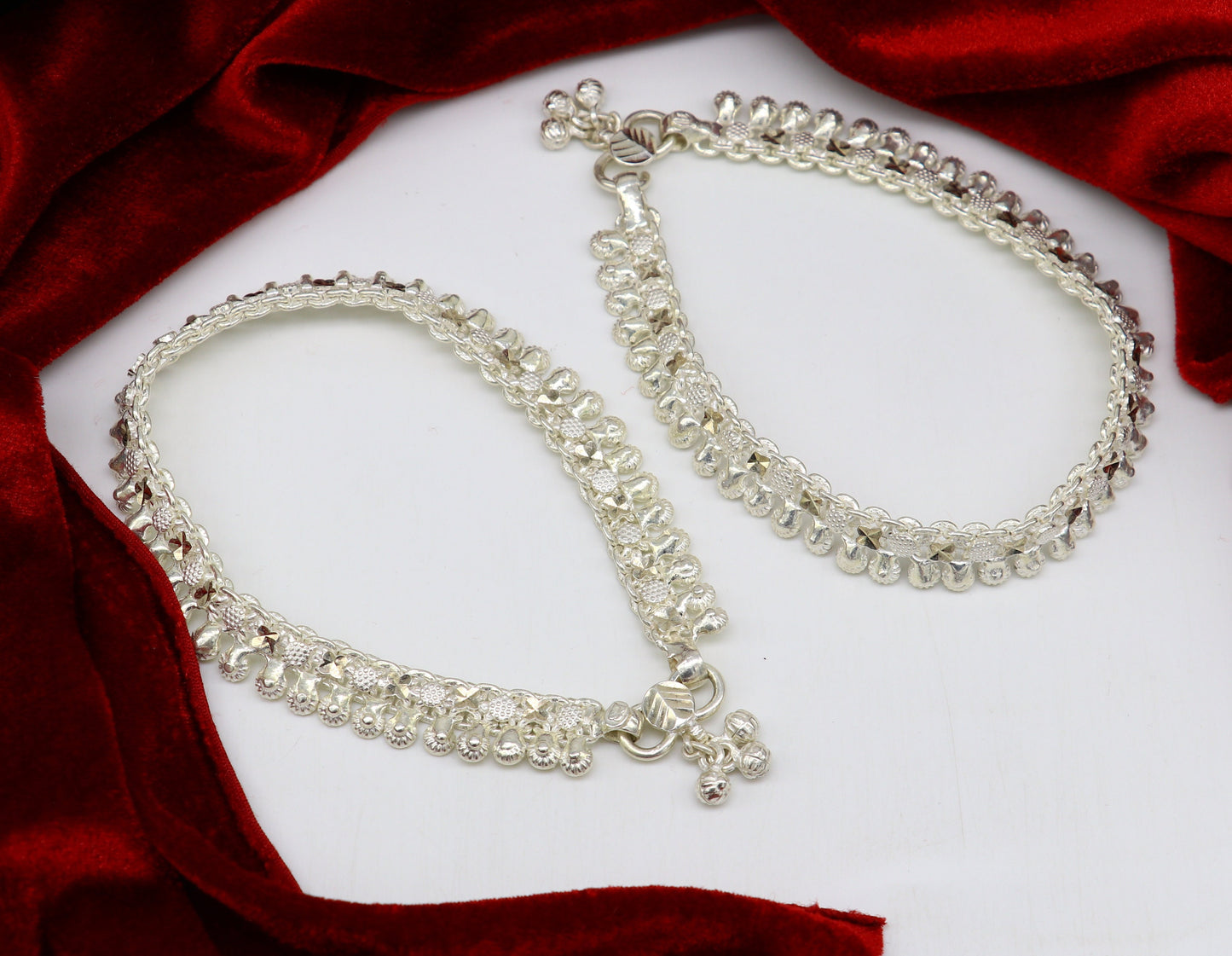 Vintage designer solid sterling silver ankle bracelet foot bracelet anklet vintage antique design tribal belly genuine jewelry ank331 - TRIBAL ORNAMENTS