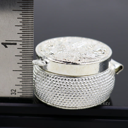 Vintage egal design 925 sterling silver handmade trinket box, eye kajal box, container box, kumkum box, sindur box, best brides gift stb381 - TRIBAL ORNAMENTS