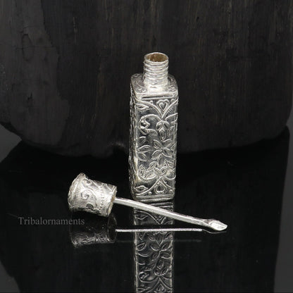 Vintage floral design royal bridal queen 925 sterling silver trinket box, container box, sindur/kumkum box, Vermilion bridal art stb196 - TRIBAL ORNAMENTS