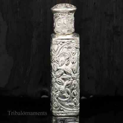 Vintage floral design royal bridal queen 925 sterling silver trinket box, container box, sindur/kumkum box, Vermilion bridal art stb196 - TRIBAL ORNAMENTS