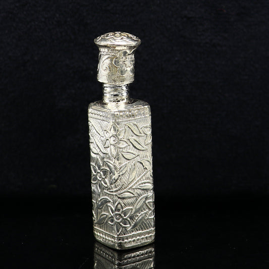 Vintage floral design royal bridal queen 925 sterling silver trinket box, container box, sindur/kumkum box, Vermilion brides art stb764 - TRIBAL ORNAMENTS