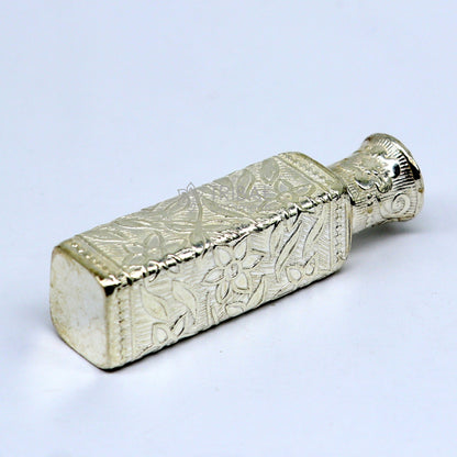 Vintage floral design sterling silver bridal trinket box by TRIBAL ORNAMENTS, featuring intricate patterns for sindur or kumkum storage.