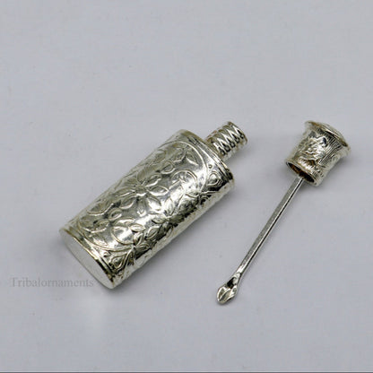 Vintage floral design royal bridal queen style 925 sterling silver trinket box, container box, sindur/kumkum box, Vermilion bridal art stb86 - TRIBAL ORNAMENTS