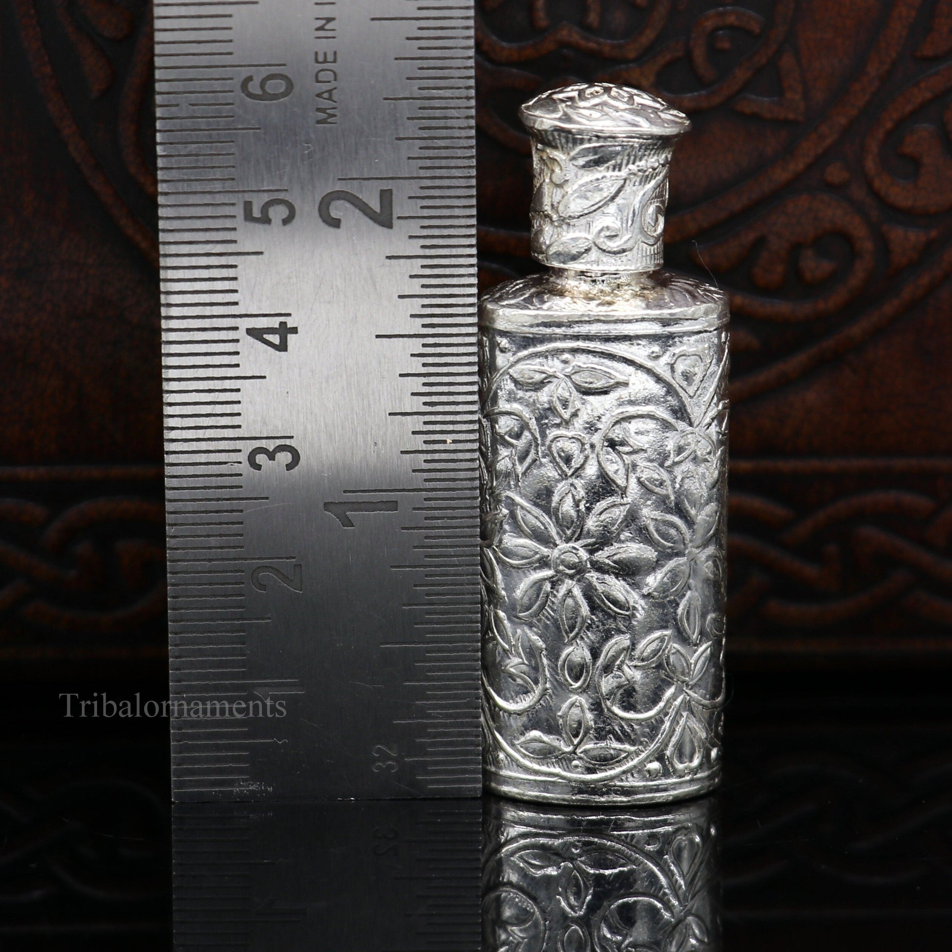 Vintage floral design royal bridal queen style 925 sterling silver trinket box, container box, sindur/kumkum box, Vermilion bridal art stb86 - TRIBAL ORNAMENTS