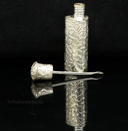 Vintage floral design royal bridal queen style sterling silver trinket box, container box, sindur/kumkum box, Vermilion bridal art stb258 - TRIBAL ORNAMENTS