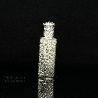 Vintage floral design royal bridal queen style sterling silver trinket box, container box, sindur/kumkum box, Vermilion bridal art stb258 - TRIBAL ORNAMENTS