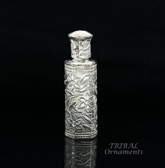 Vintage floral design royal bridal queen style sterling silver trinket box, container box, sindur/kumkum box, Vermilion bridal art stb261 - TRIBAL ORNAMENTS