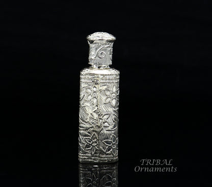 Vintage floral design royal bridal queen style sterling silver trinket box, container box, sindur/kumkum box, Vermilion bridal art stb261 - TRIBAL ORNAMENTS