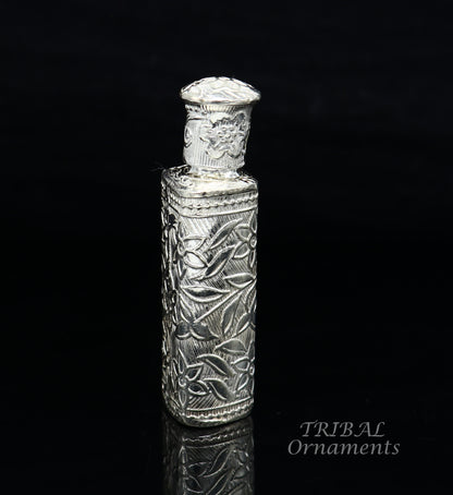 Vintage floral design royal bridal queen style sterling silver trinket box, container box, sindur/kumkum box, Vermilion bridal art stb261 - TRIBAL ORNAMENTS