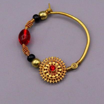 Vintage handmade 20kt yellow gold fabulous queen jodha nath nose ring indian tribal wedding jewelry for looking queen bridal jewelry - TRIBAL ORNAMENTS