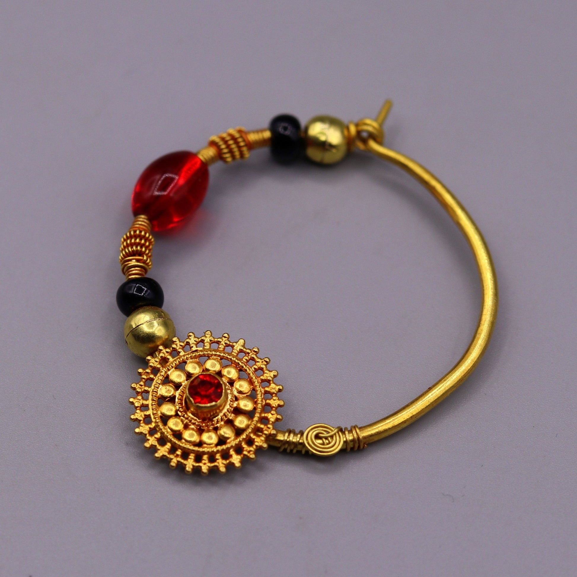 Vintage handmade 20kt yellow gold fabulous queen jodha nath nose ring indian tribal wedding jewelry for looking queen bridal jewelry - TRIBAL ORNAMENTS