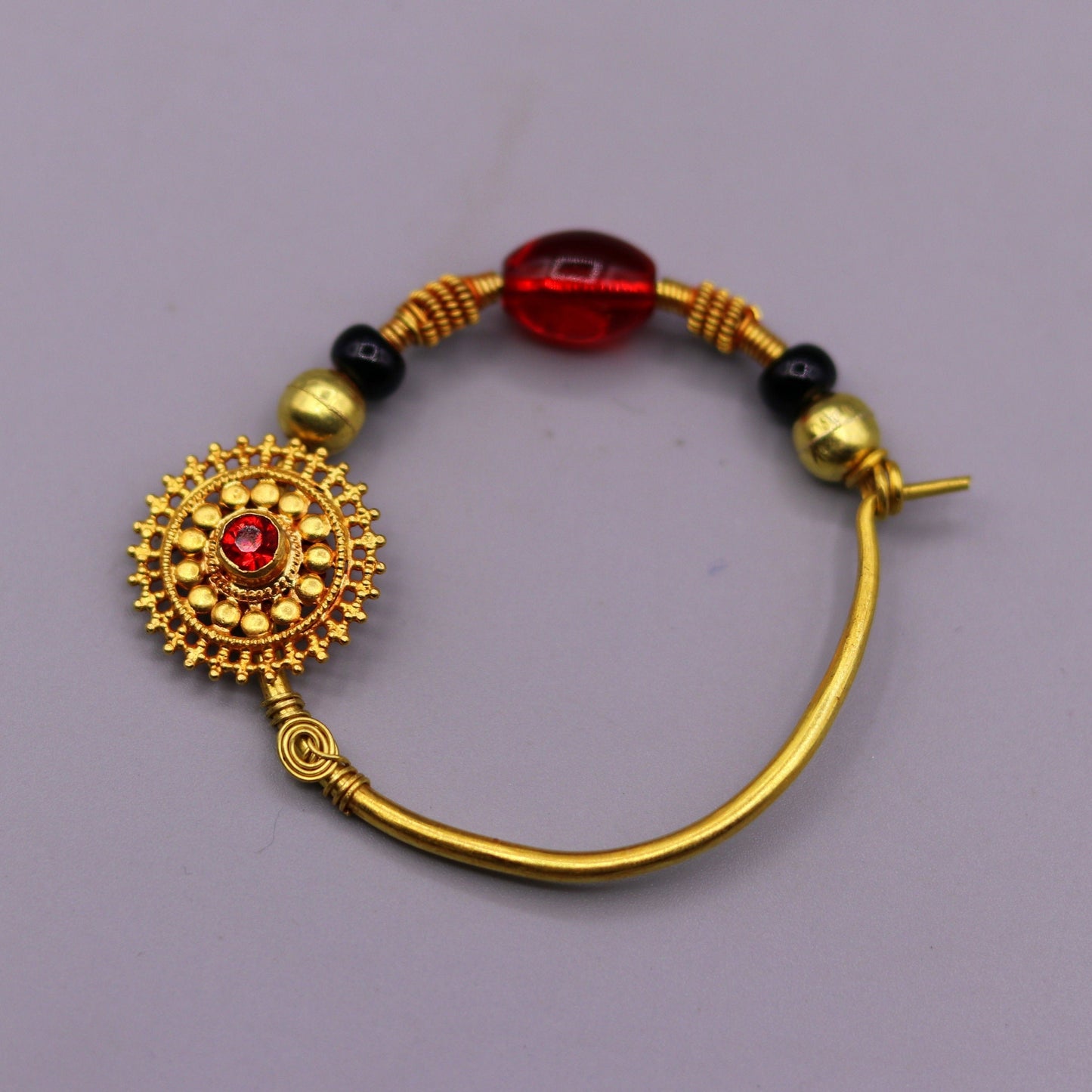 Vintage handmade 20kt yellow gold fabulous queen jodha nath nose ring indian tribal wedding jewelry for looking queen bridal jewelry - TRIBAL ORNAMENTS