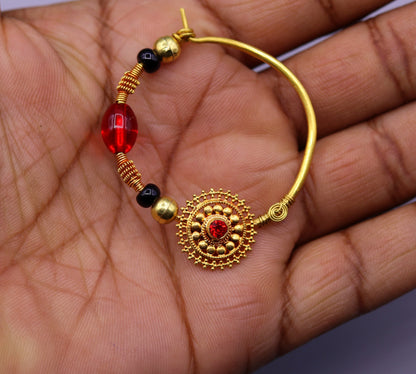Vintage handmade 20kt yellow gold fabulous queen jodha nath nose ring indian tribal wedding jewelry for looking queen bridal jewelry - TRIBAL ORNAMENTS
