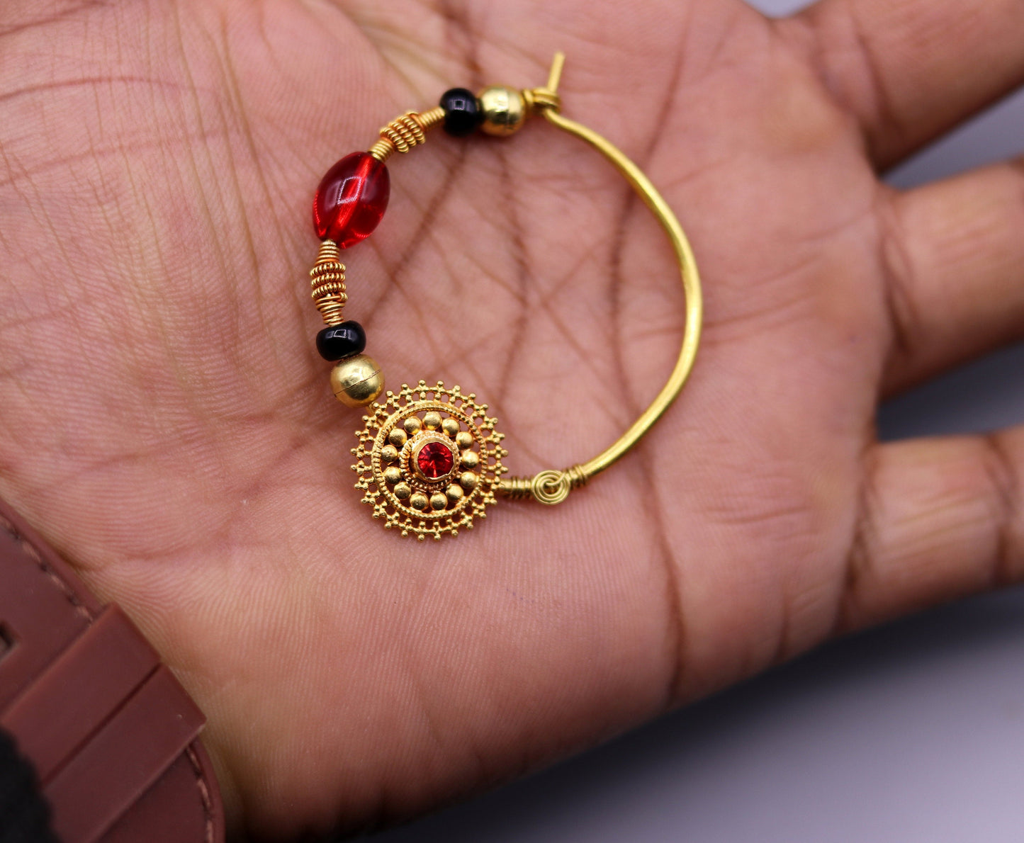 Vintage handmade 20kt yellow gold fabulous queen jodha nath nose ring indian tribal wedding jewelry for looking queen bridal jewelry - TRIBAL ORNAMENTS