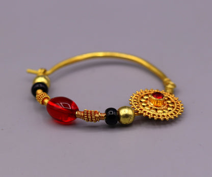 Vintage handmade 20kt yellow gold fabulous queen jodha nath nose ring indian tribal wedding jewelry for looking queen bridal jewelry - TRIBAL ORNAMENTS