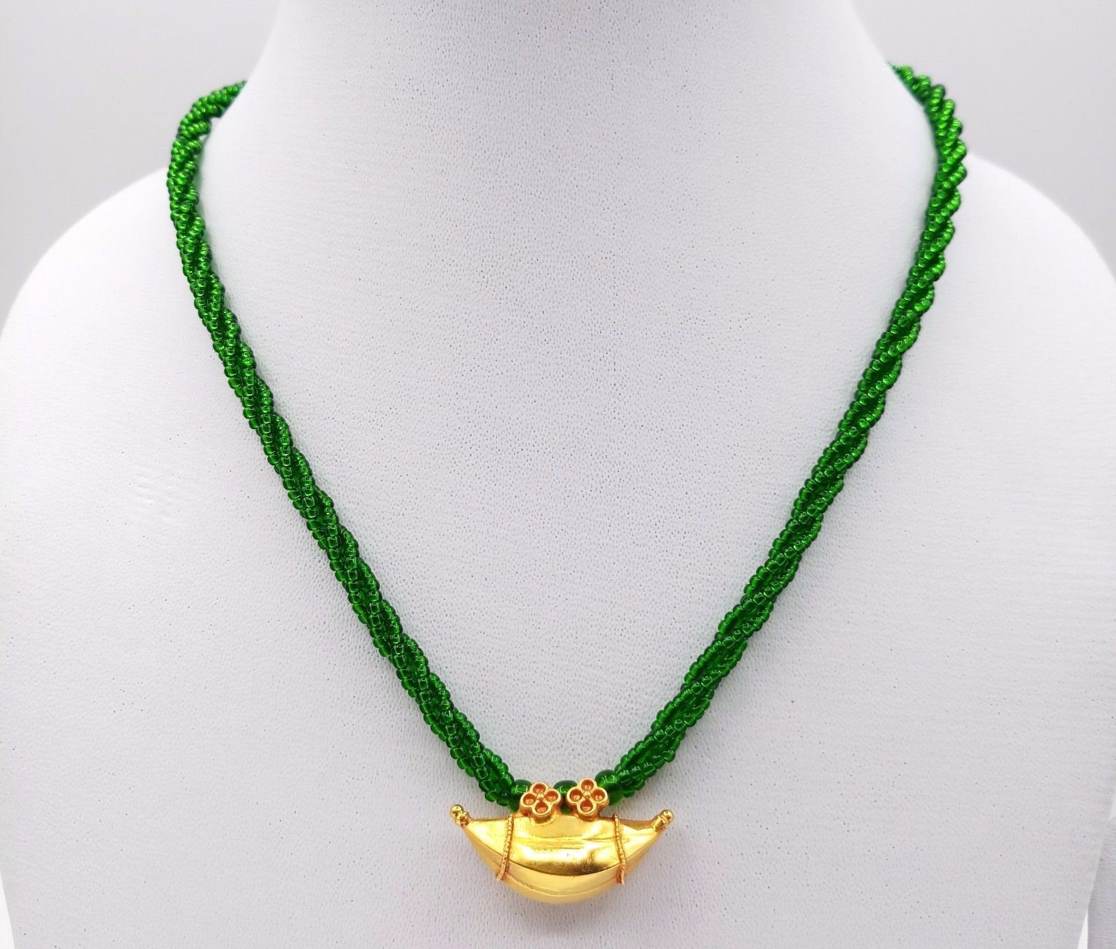 Vintage handmade fabulous 18k yellow gold  amulet gorgeous design pendant necklace antique tribal belly dance jewelry from rajasthan india - TRIBAL ORNAMENTS