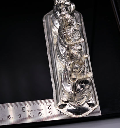 Vintage handmade silver Indian goddess Laxmi, Saraswati Ganesha figurine statue art for puja, puja article, silver utensils, silver art - TRIBAL ORNAMENTS