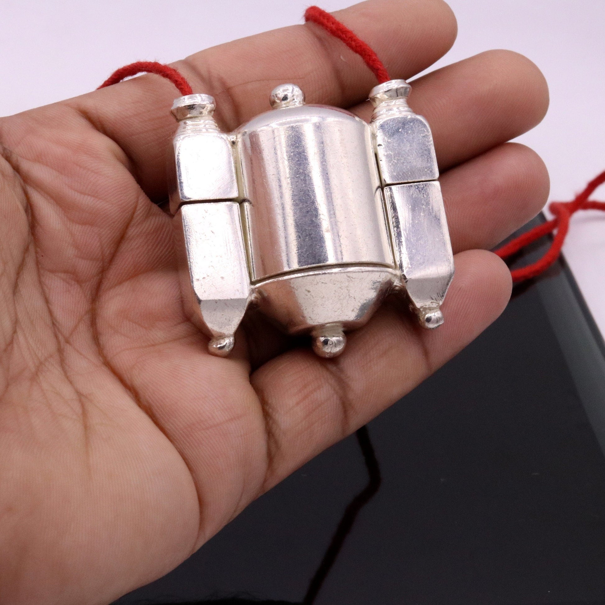 Vintage handmade silver Shiva Lingam pendant Indian idol gold Shiva lingam box mantra box prayer box tribal jewelry Rajasthan India sa01 - TRIBAL ORNAMENTS