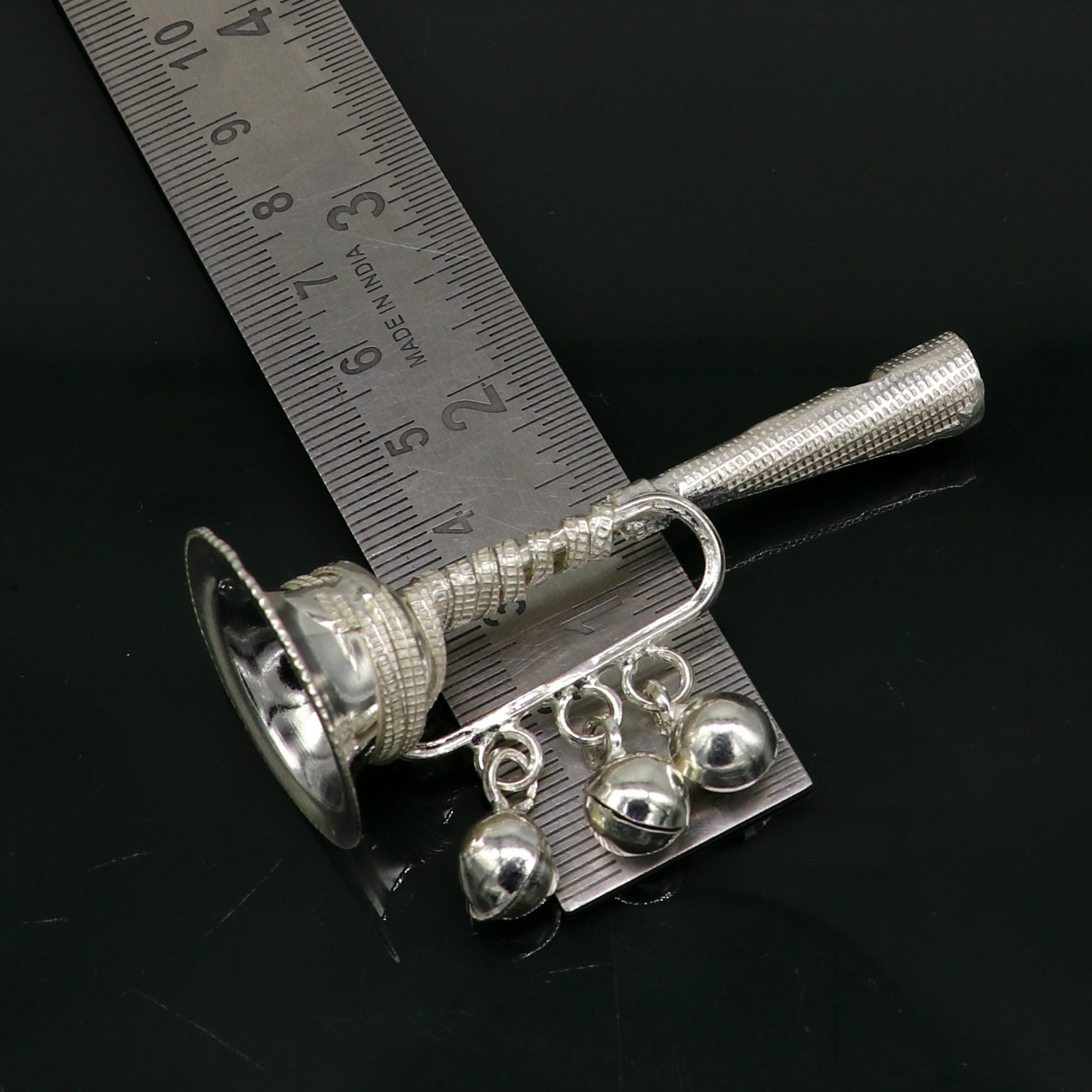 Vintage indian style sterling silver music instrument whistle baby gifting bells toy, baby krishna toy, silver whistle, temple article su194 - TRIBAL ORNAMENTS