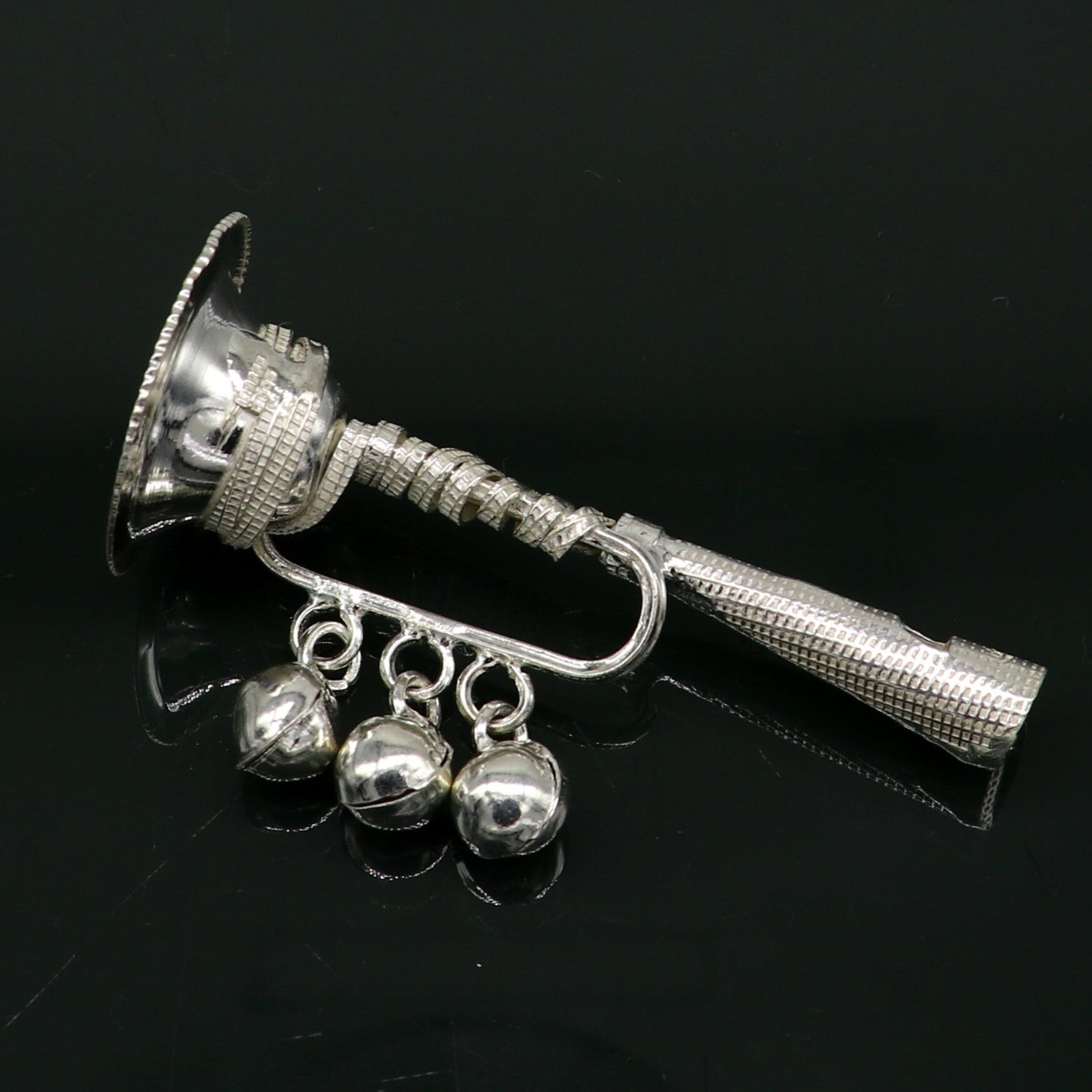 Vintage indian style sterling silver music instrument whistle baby gifting bells toy, baby krishna toy, silver whistle, temple article su194 - TRIBAL ORNAMENTS