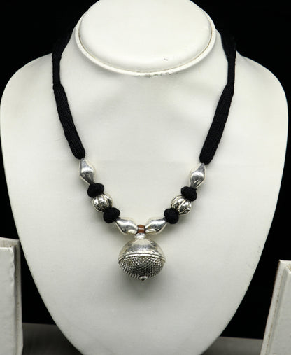 Vintage Indian traditional style sterling silver customized beads with thread charm necklace, wedding choker tribal brides jewelry set186 - TRIBAL ORNAMENTS