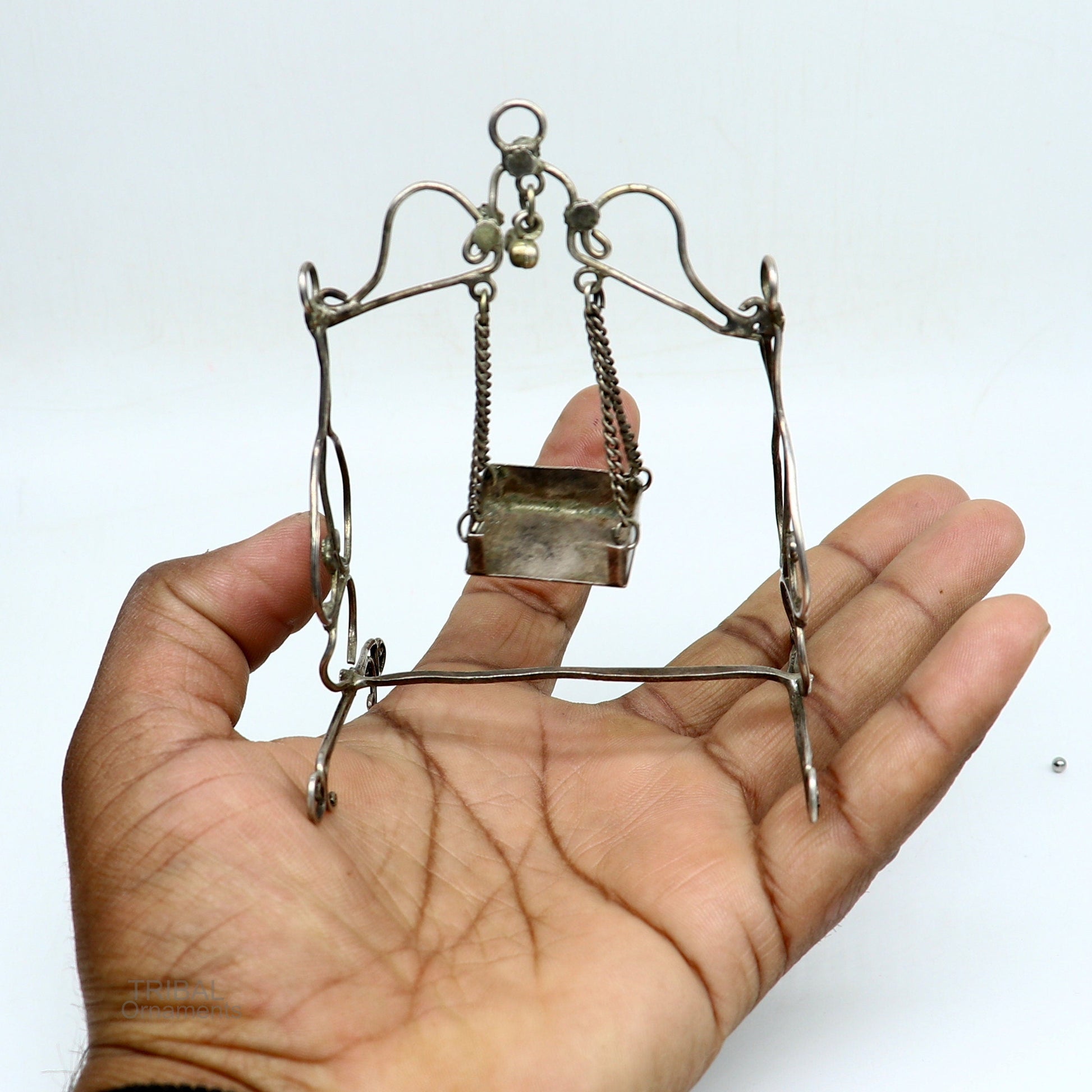 Vintage old swing Sterling silver handmade Bal Gopala jhula, crawling Krishna swing, silver jhula, laddu gopal jhula osu01 - TRIBAL ORNAMENTS