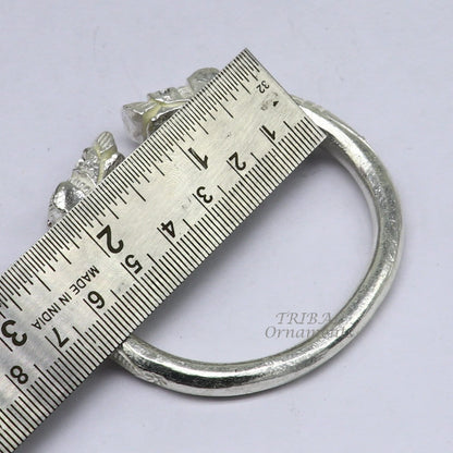 Vintage solid 925 silver cuff Kada bracelet with customized design, adjustable fit, unisex jewelry by Tribal Ornaments.
