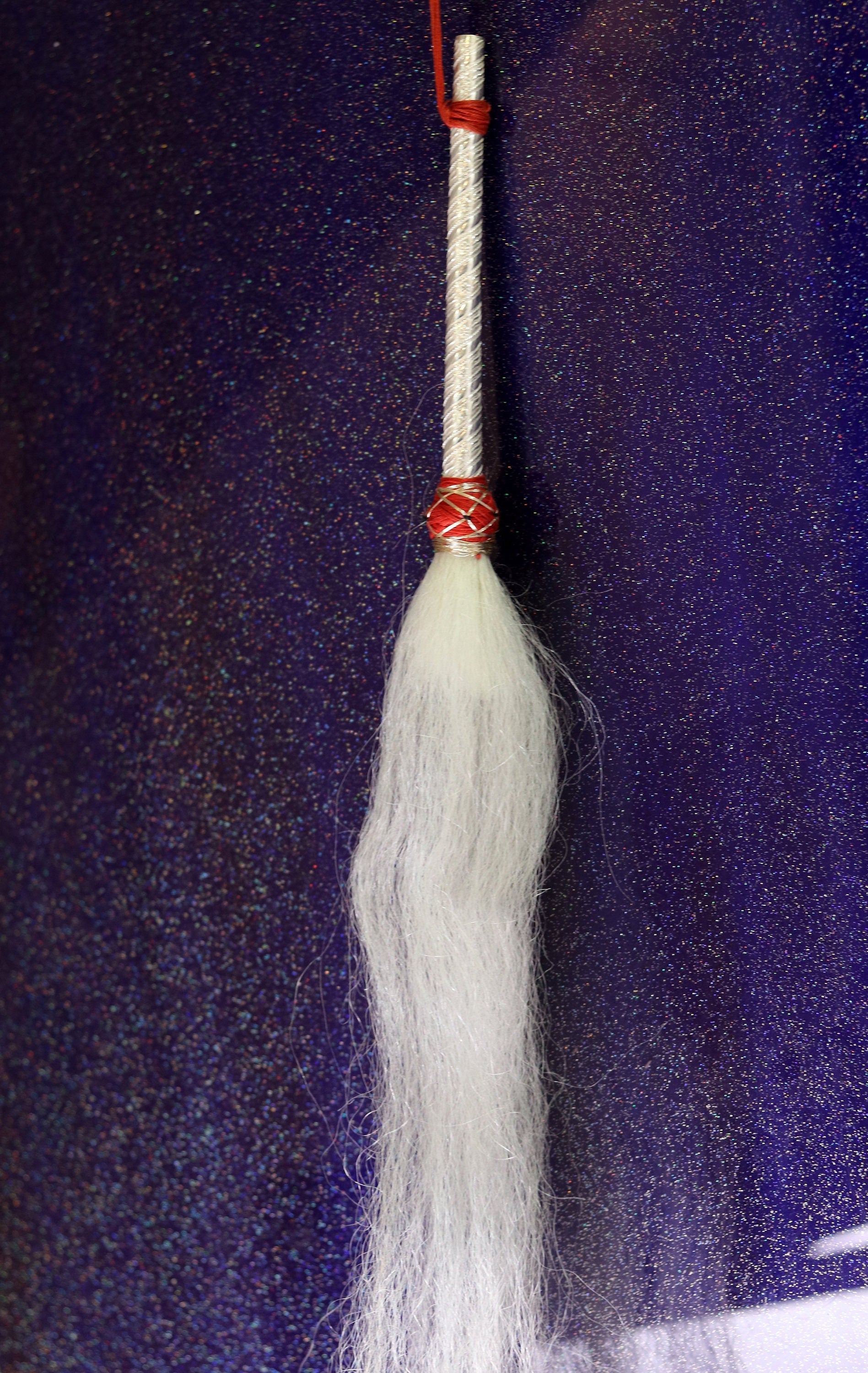 Vintage solid silver handmade chawar chavar /chanwar temple accessories pooja handal fan sahib soft Whit yark hair chav01 - TRIBAL ORNAMENTS