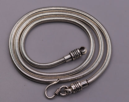 Vintage-style 925 sterling silver snake chain necklace from TRIBAL ORNAMENTS, 28-inch handmade flexible screw chain jewelry