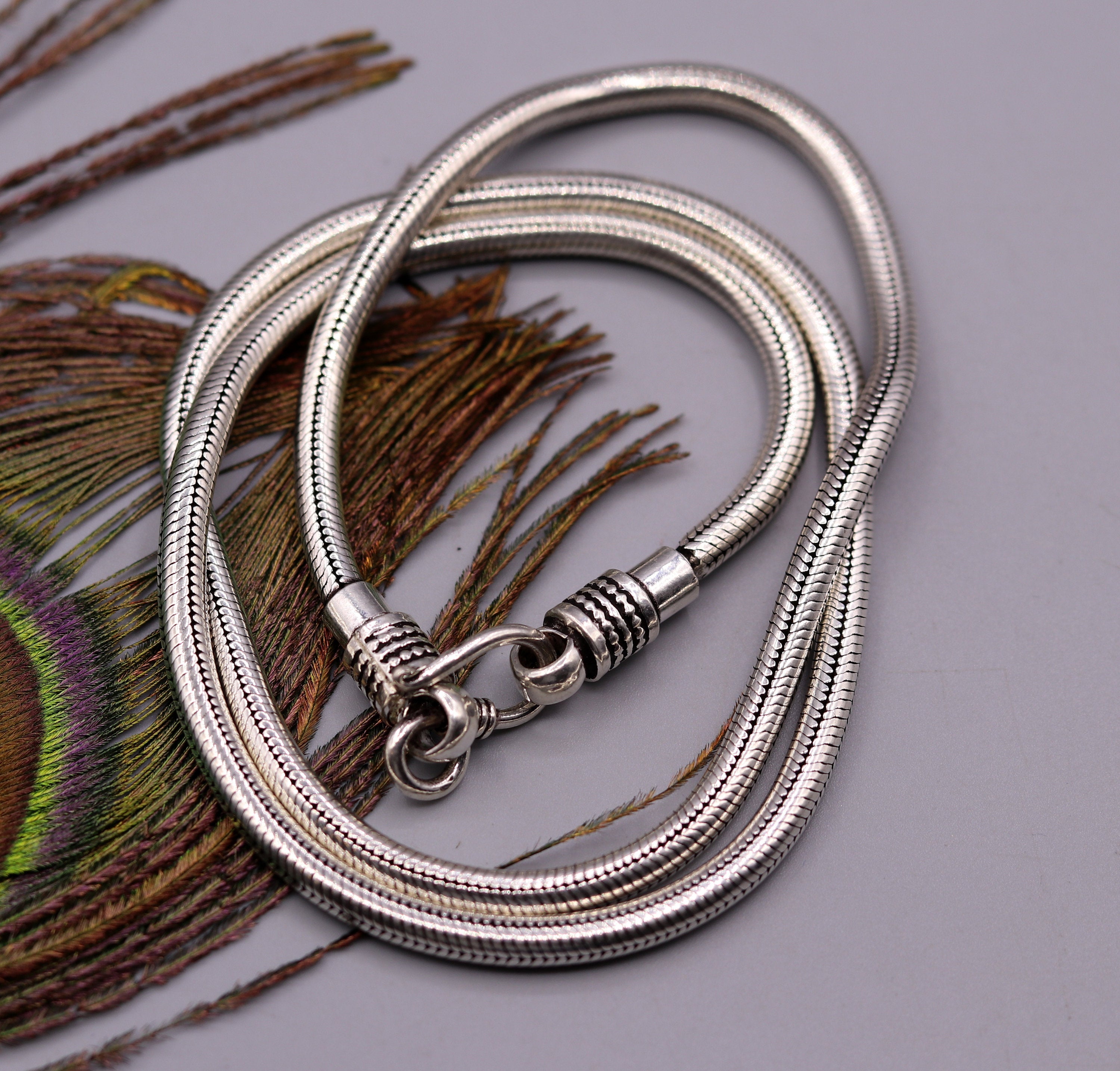 Vintage style 925 sterling silver 28 inch handmade flexible snake