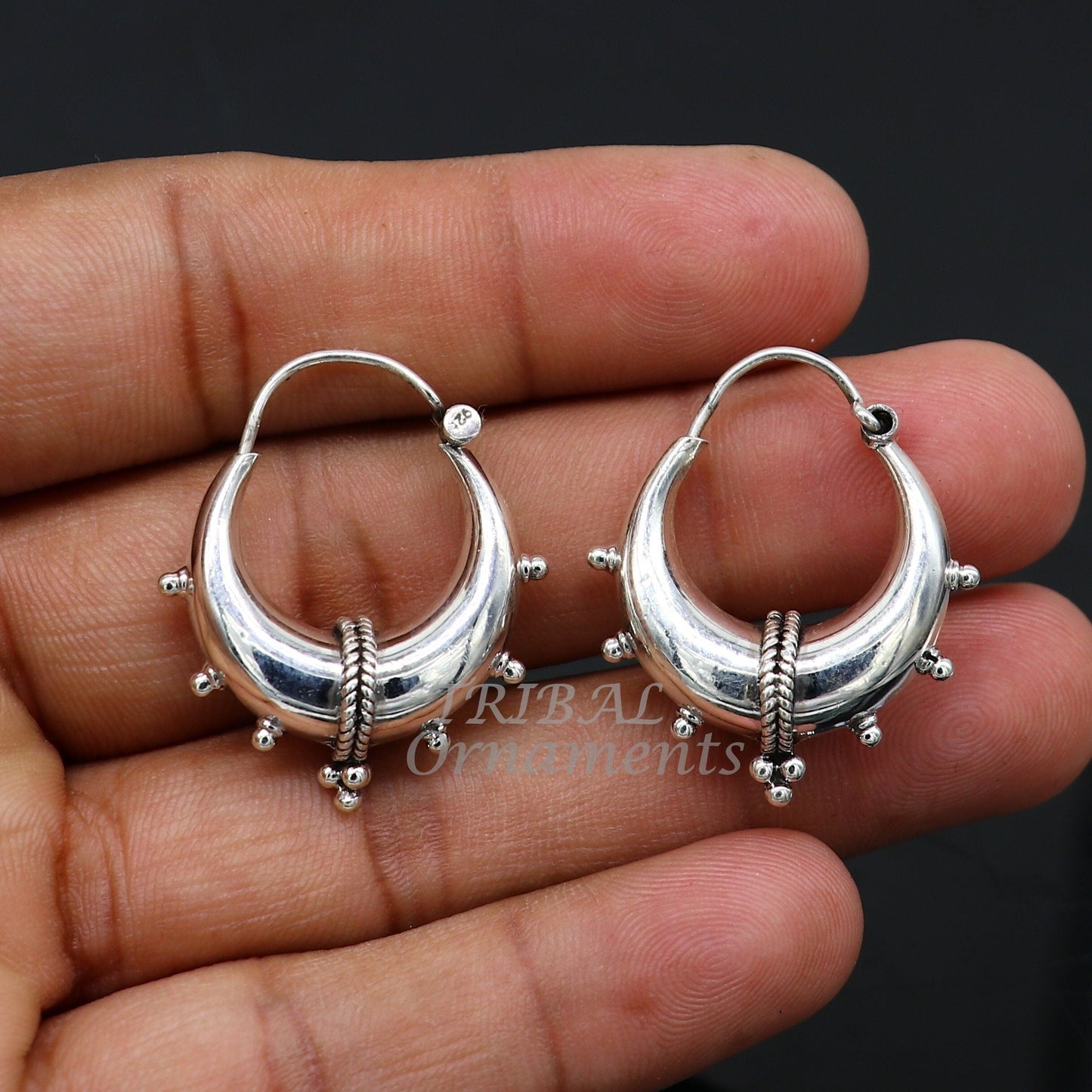 Vintage style 925 sterling silver handmade unique traditional cultural ethnic hoops earring bali for men's/girl's best dancing jewelry s1125 - TRIBAL ORNAMENTS