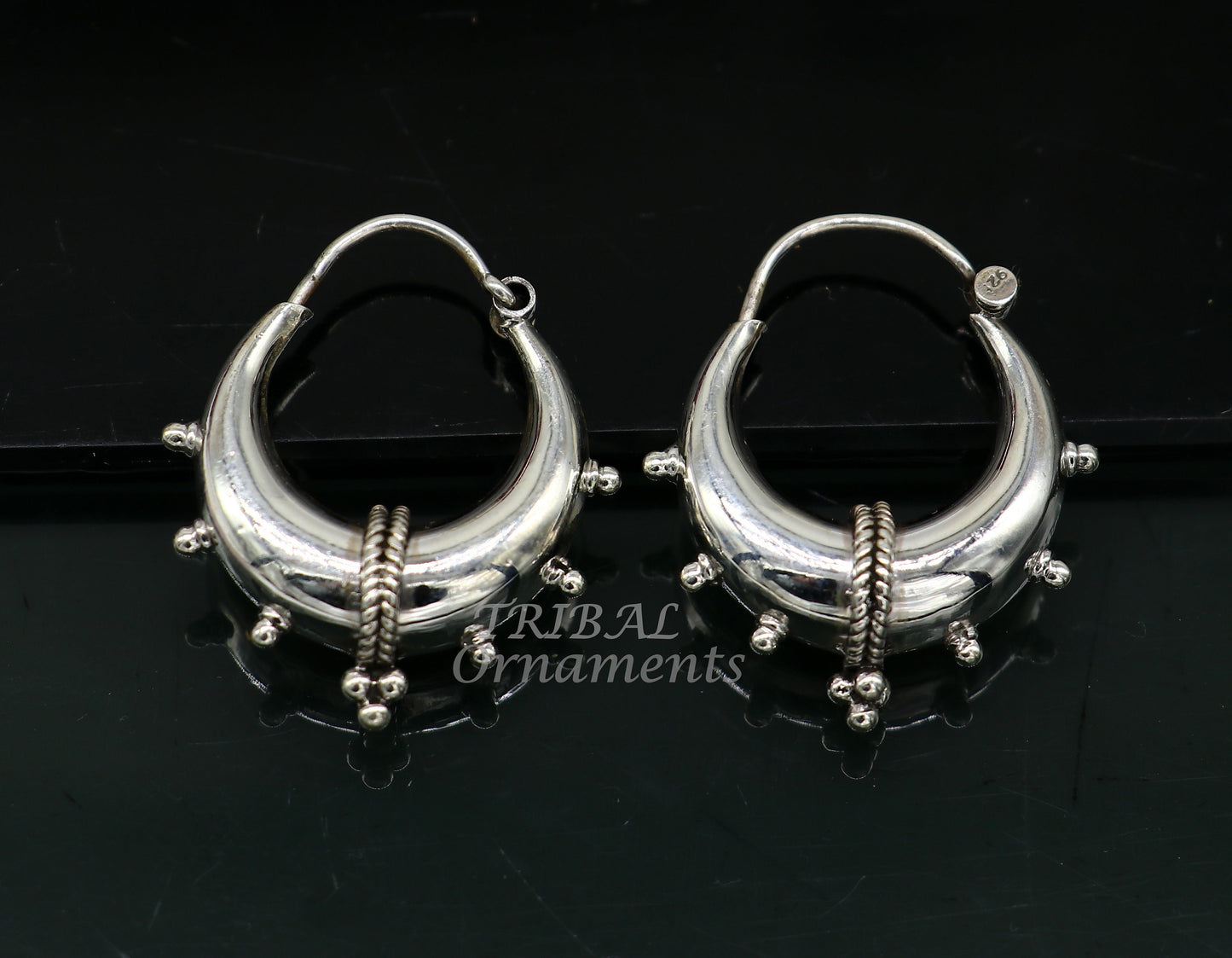 Vintage style 925 sterling silver handmade unique traditional cultural ethnic hoops earring bali for men's/girl's best dancing jewelry s1125 - TRIBAL ORNAMENTS