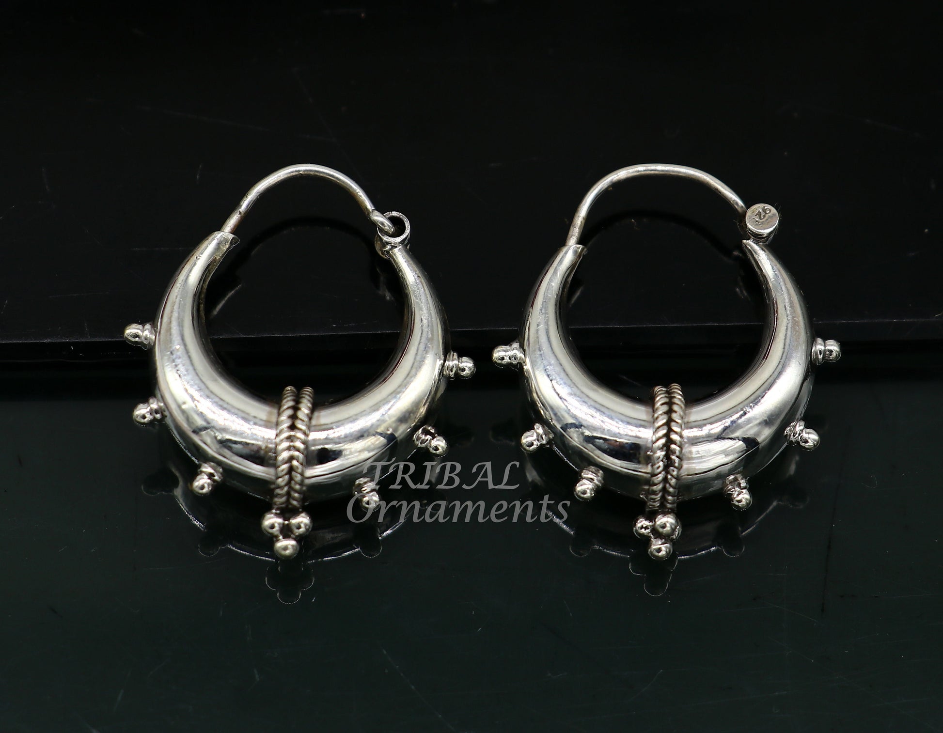 Vintage style 925 sterling silver handmade unique traditional cultural ethnic hoops earring bali for men's/girl's best dancing jewelry s1125 - TRIBAL ORNAMENTS