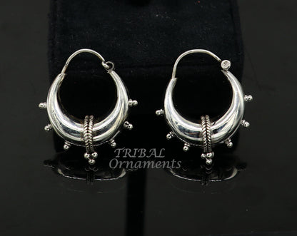Vintage style 925 sterling silver handmade unique traditional cultural ethnic hoops earring bali for men's/girl's best dancing jewelry s1125 - TRIBAL ORNAMENTS