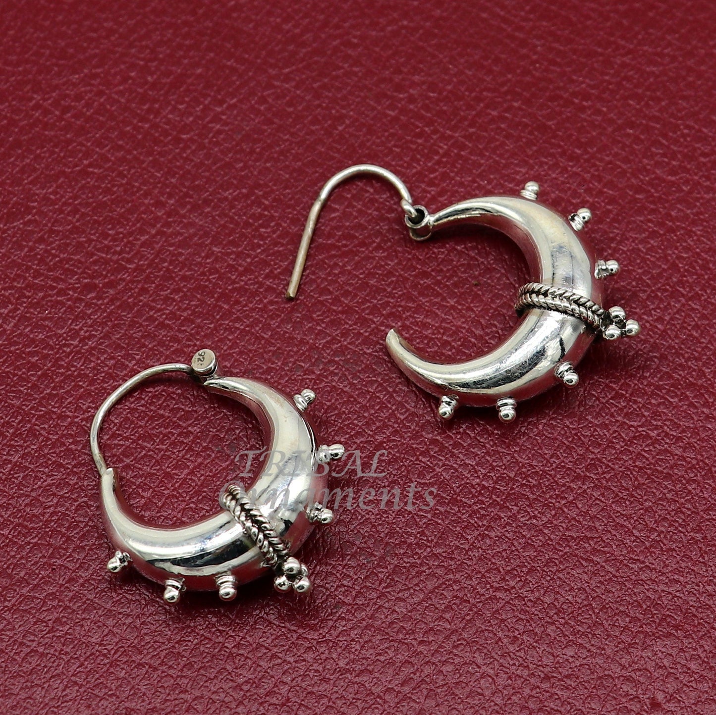 Vintage style 925 sterling silver handmade unique traditional cultural ethnic hoops earring bali for men's/girl's best dancing jewelry s1125 - TRIBAL ORNAMENTS