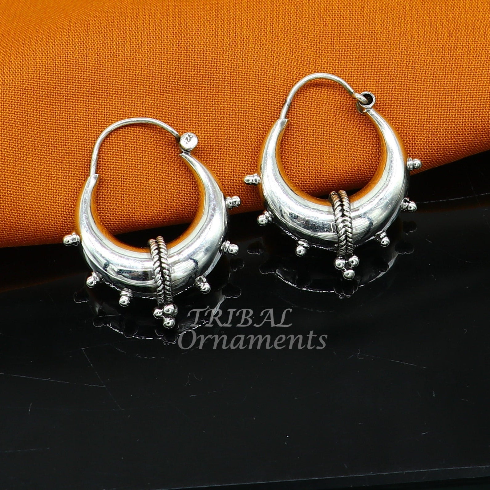 Vintage style 925 sterling silver handmade unique traditional cultural ethnic hoops earring bali for men's/girl's best dancing jewelry s1125 - TRIBAL ORNAMENTS