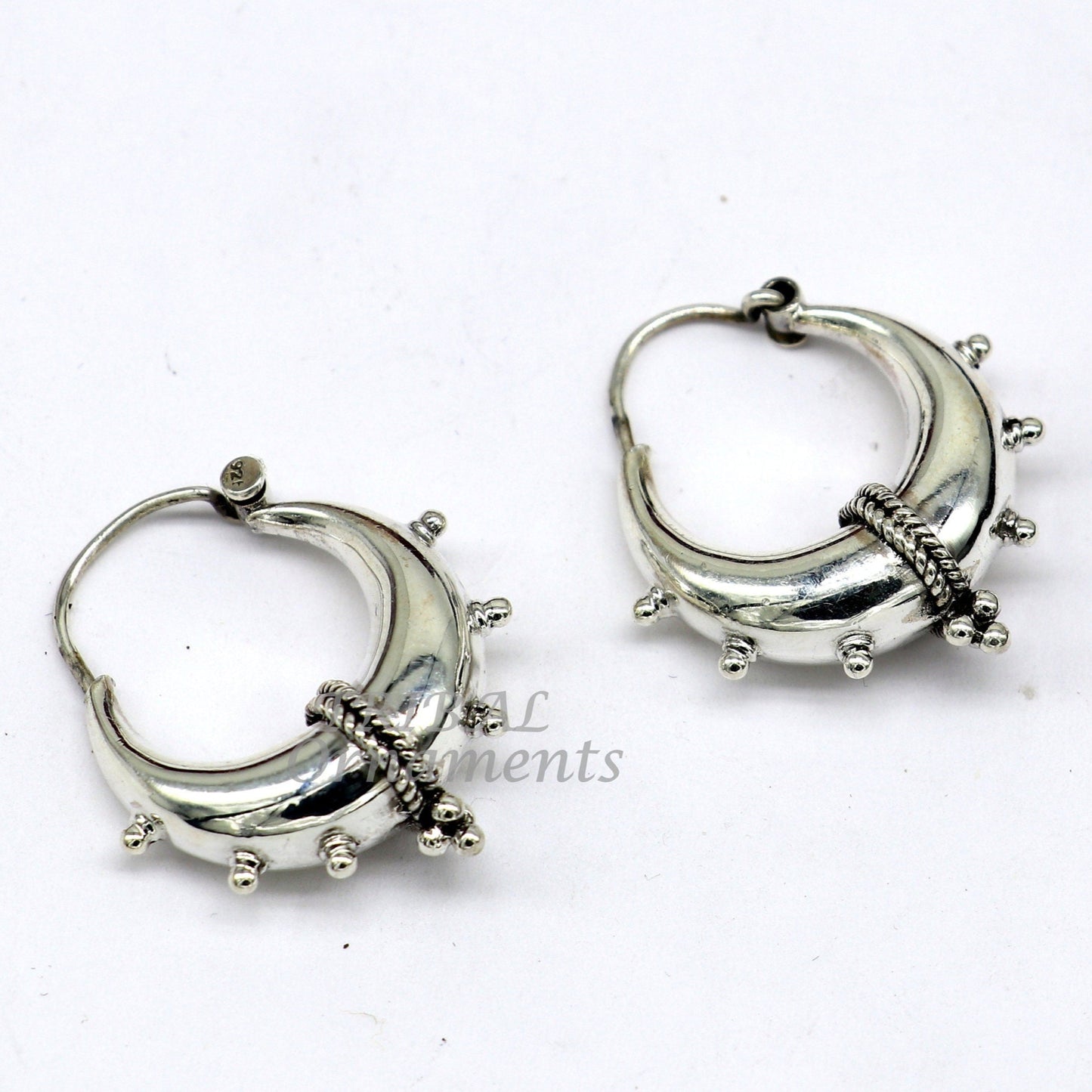 Vintage style 925 sterling silver handmade unique traditional cultural ethnic hoops earring bali for men's/girl's best dancing jewelry s1125 - TRIBAL ORNAMENTS