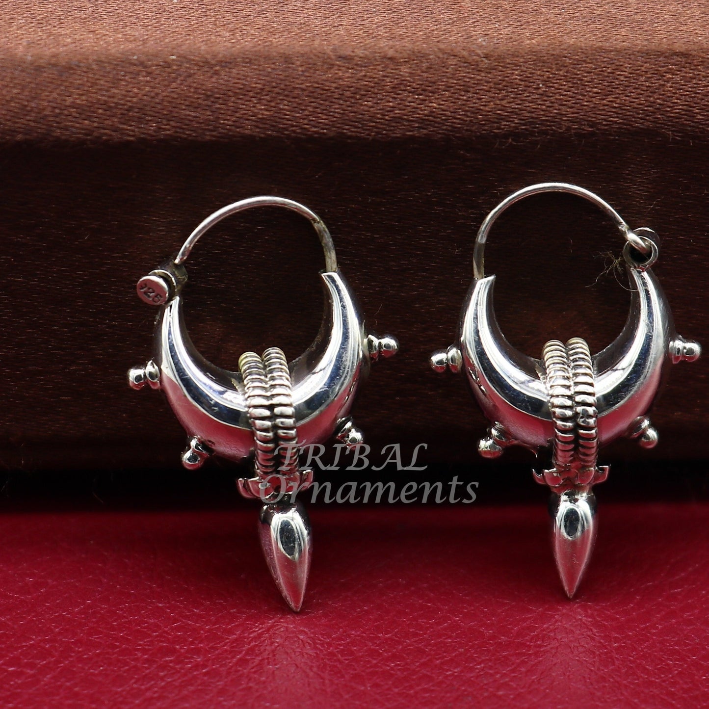 Vintage style 925 sterling silver handmade unique traditional cultural ethnic hoops earring bali for men's/girl's best dancing jewelry s1126 - TRIBAL ORNAMENTS
