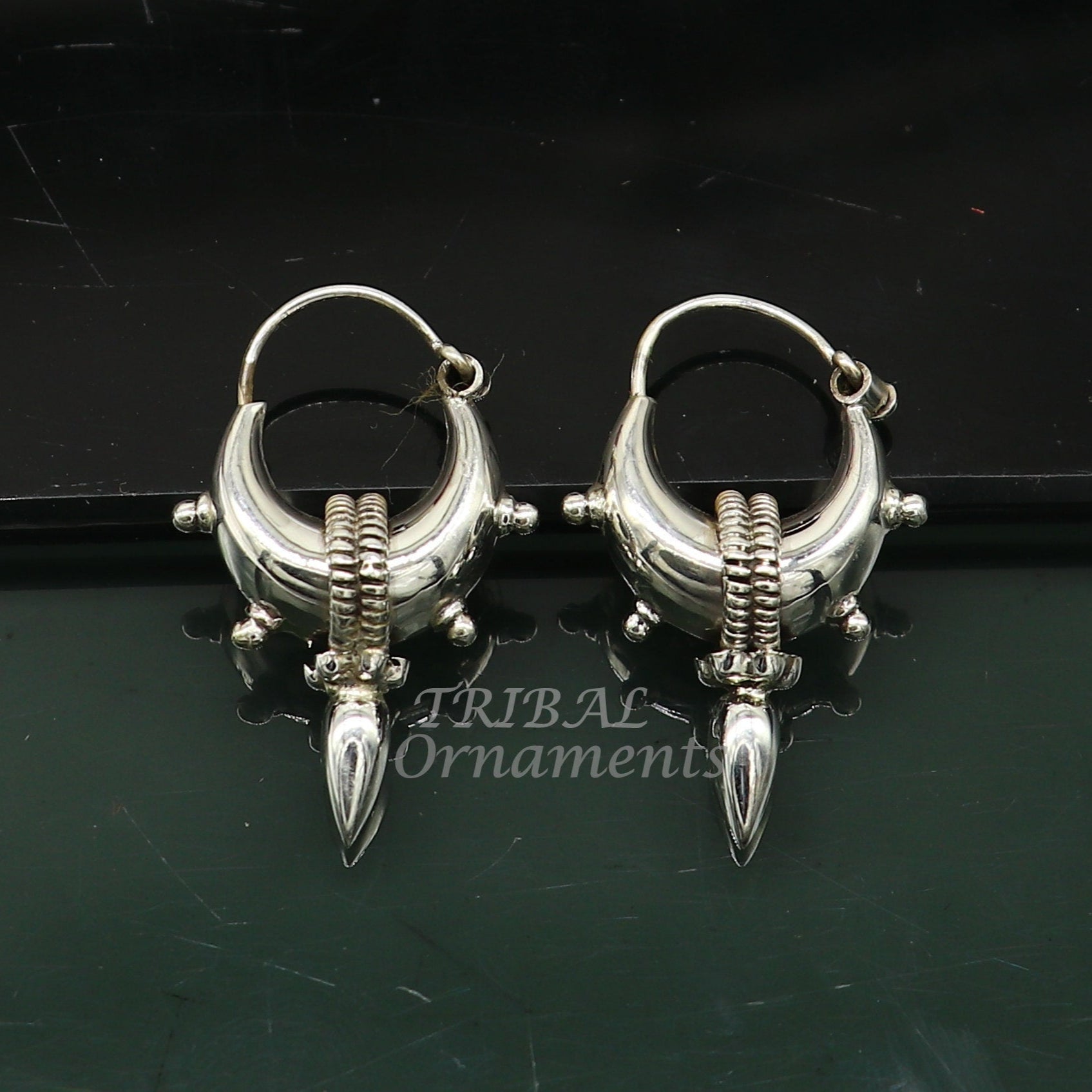 Vintage style 925 sterling silver handmade unique traditional cultural ethnic hoops earring bali for men's/girl's best dancing jewelry s1126 - TRIBAL ORNAMENTS