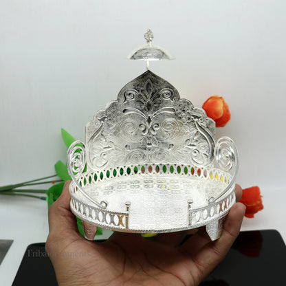 Vintage style 925 sterling silver solid Sinhasan, idol god throne, god statue's stand chair, temple puja article best collectible gift su570 - TRIBAL ORNAMENTS