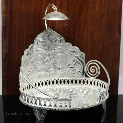 Vintage style 925 sterling silver solid Sinhasan, idol god throne, god statue's stand chair, temple puja article best collectible gift su570 - TRIBAL ORNAMENTS