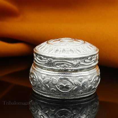 Vintage Style 925 sterling silver unique design handmade brides eyes kajal box, surma box, kumkum sindur box, small trinket box stb266 - TRIBAL ORNAMENTS