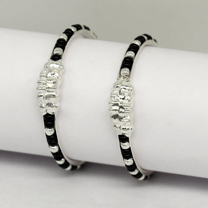 Vintage handmade sterling silver bangle bracelet with crocodile face, silver beads, and evil eye design, tribal kids jewelry.