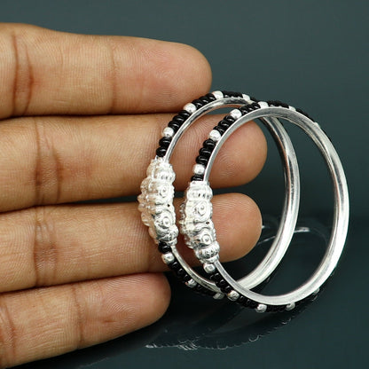 Vintage style handmade crocodile face sterling silver bangle bracelet silver beads customized evil eye nazariya tribal kids jewelry nbbk228 - TRIBAL ORNAMENTS